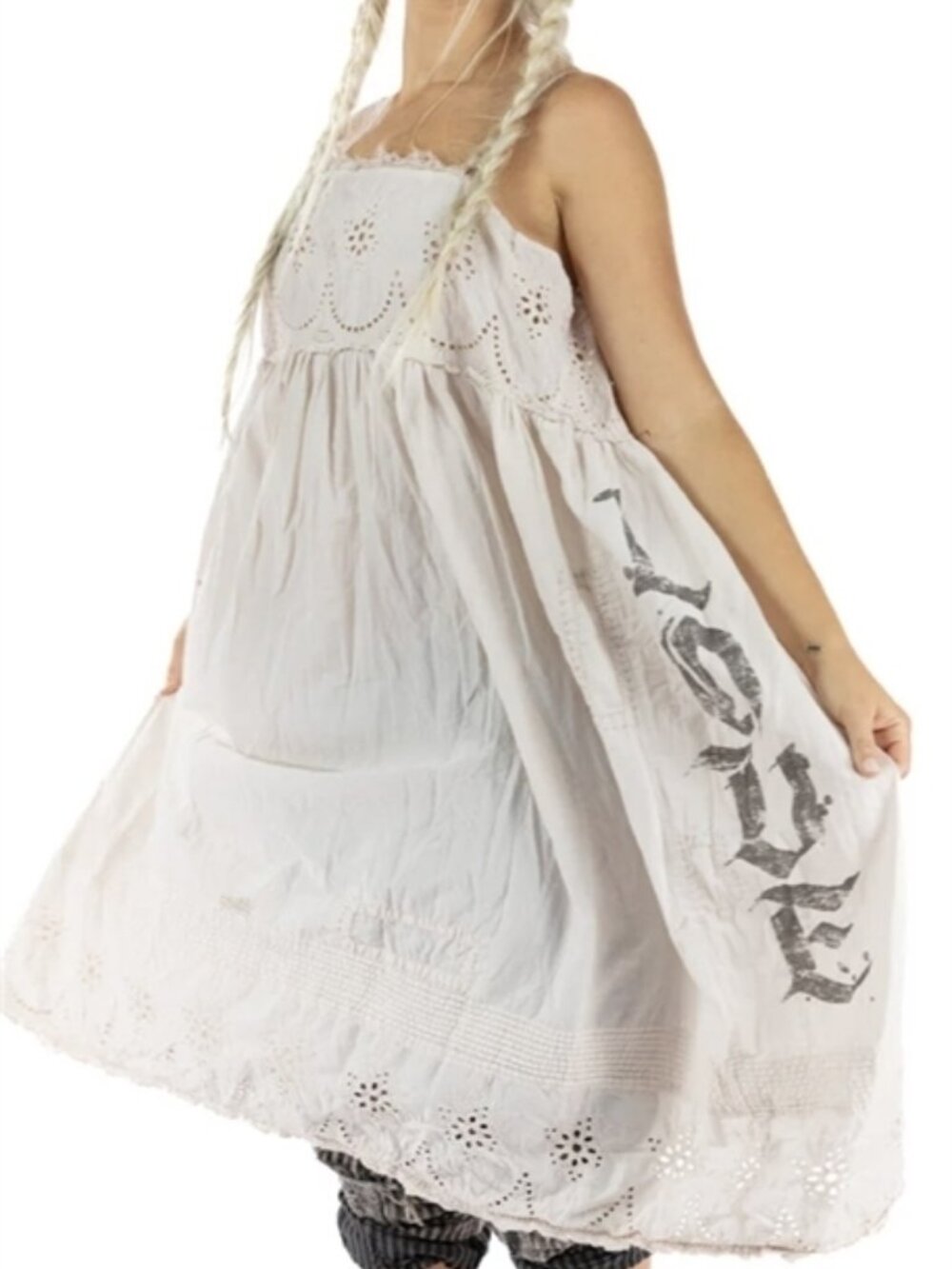Magnolia Pearl Eyelet Lala Slip 159 Moonlight- European Cotton Eyelit Slip Dress